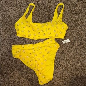 Aerie Bright Yellow Floral Bikini